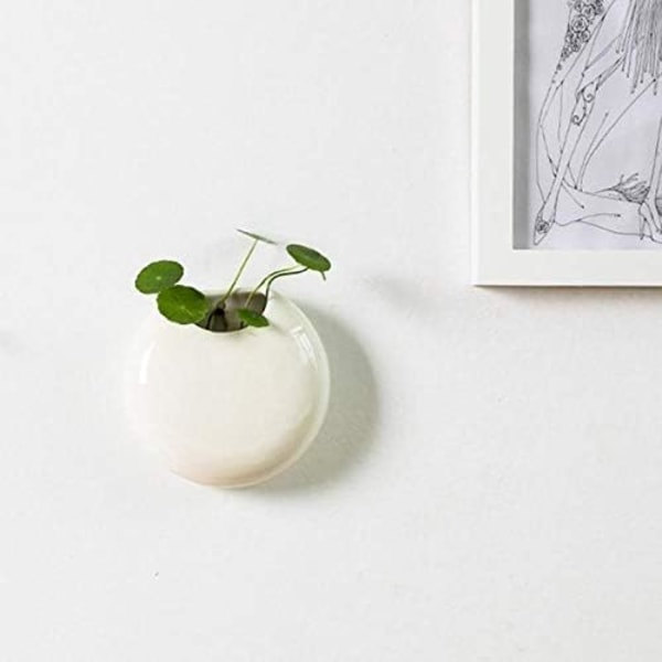 Sæt med 2 mini hvide/sorte keramiske blomsterpotter