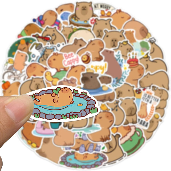 IC Roliga Capybara Gifts Stickers Pack 50st, söta djurdekaler for barn Tonåringar Vuxna Glueewee Kawaii