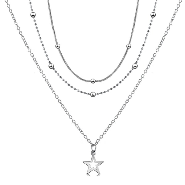 IC Cutout Star Choker Halsbånd Layered Star Pendant Neckla