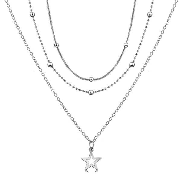IC Cutout Star Choker Halskjede Lagdelt Stjerneanheng Halskjede