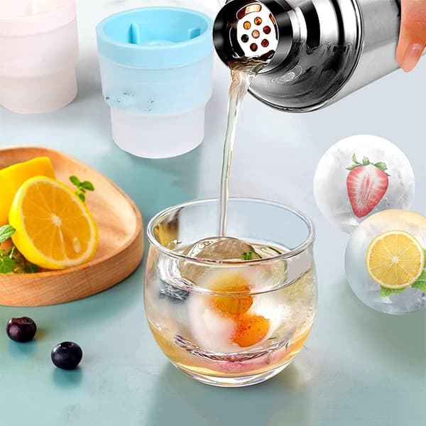 Isformar - Runda isbitsformar, återanvändbara stapelbara - för whisky, cocktails - 8*7cm - Blå, rosa, vit