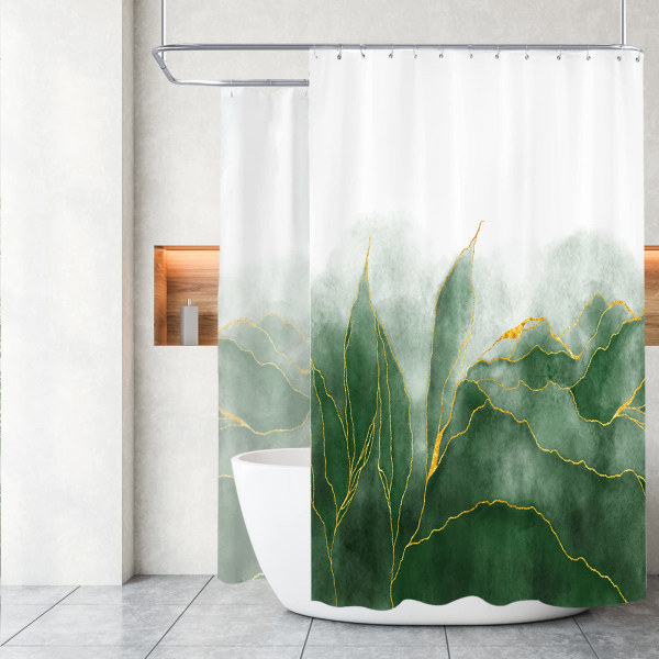 IC Grønne blad dusjforheng, akvarell botanisk