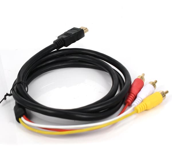 HDMI til RCA-kabel - 1,5 m - Videoadapterkabel - 1080P Full HD-video/lyd - TV-kabel - sort
