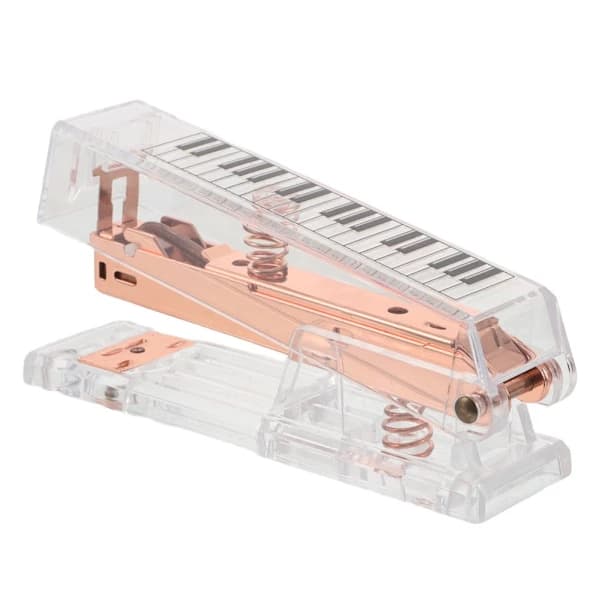Stapler with Piano Pattern, Transparent, Handheld for Office, Business, Desk, Classroom 1x 1x