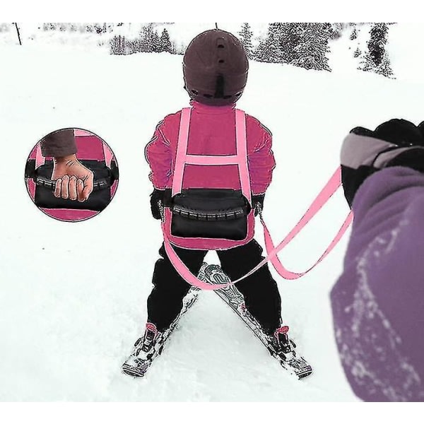 Utomhussport Barnskidbälte Antisladd Anti-fall Säkerhetsbälte Skiträningsbälte Rosa