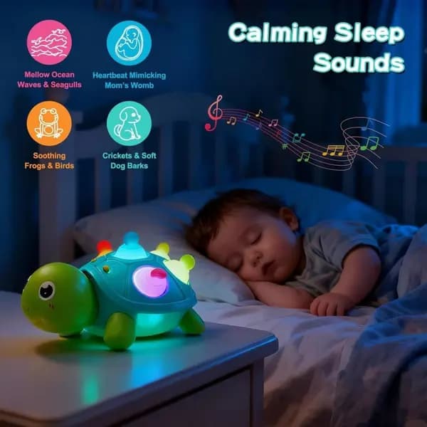 Baby kravlelegetøj med musiklys og silikone pop-it-knapper til spædbørn 6 til 48 måneder skildpadde design