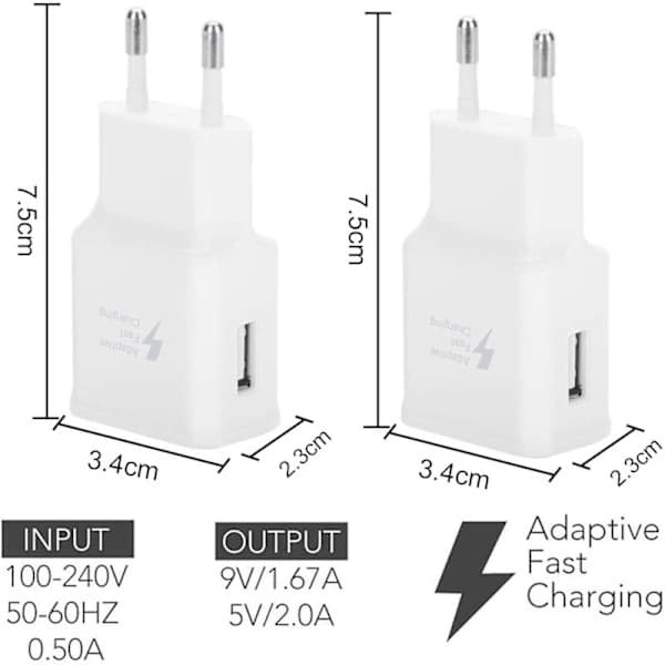 4-pak 5V-2A USB-strømadapter Universal hurtigoplader til iPhone 12/11/X 8/7/6, Samsung Galaxy S22 S21 S20 S10 S5 S6 S7 S8 S9/Edge/Plus