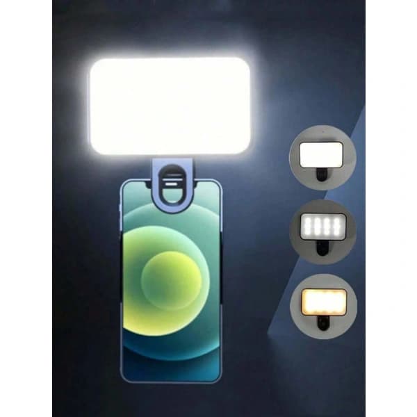 1 stk LED-fyldlys til Selfie, Telefon & Kamera - 3 tilstande, bærbart clip-on-lys til makeup, livestream, Zoom-konference sort Black