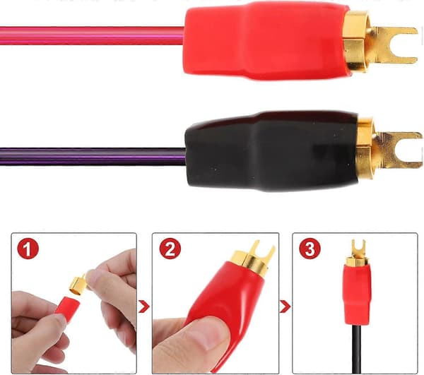 5 par 4 Gauge Spade Kabelsko Terminaler Spade Adaptrar för Högtalarkabel