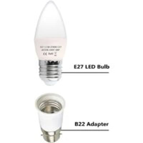 IC B22 til E27 sokkelomformer, sokkeladapter for LED-lamper og halogenlamper, effekt 200W, 0-250V, 120 graders varmebestandig, 10 stk.