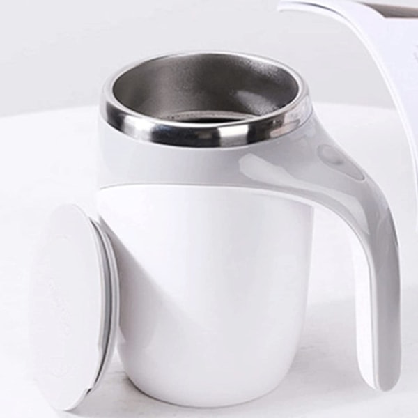 IC Självrörande kaffemugg, automatisk rostfritt stål magnetisk Hvid