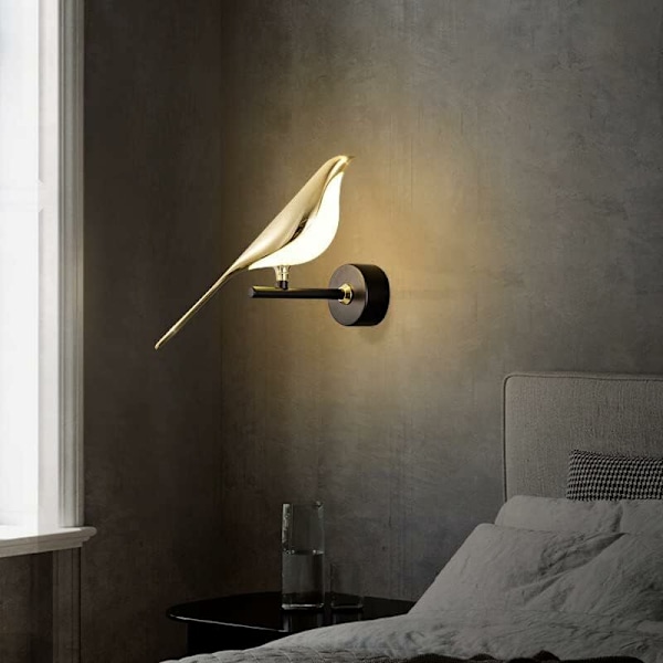 Skjære Vegglampe Stue TV Bakgrunnsvegg Lys Luksus Hotell Soverom Nattbordslampe Enkel Kreativ Rød Fugl Vegglampe (Enkelt-varmt lys)