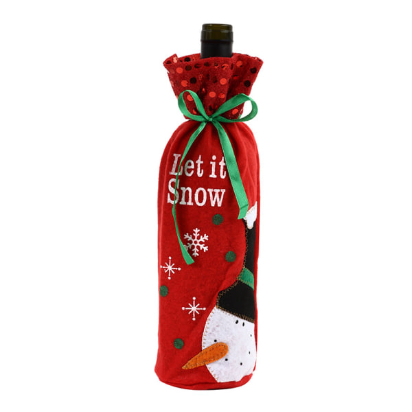 3 kpl jouluinen muovi glitterillä koristeltu joulupukki hirvi punaviinipussin non-woven setti 30*13cm
