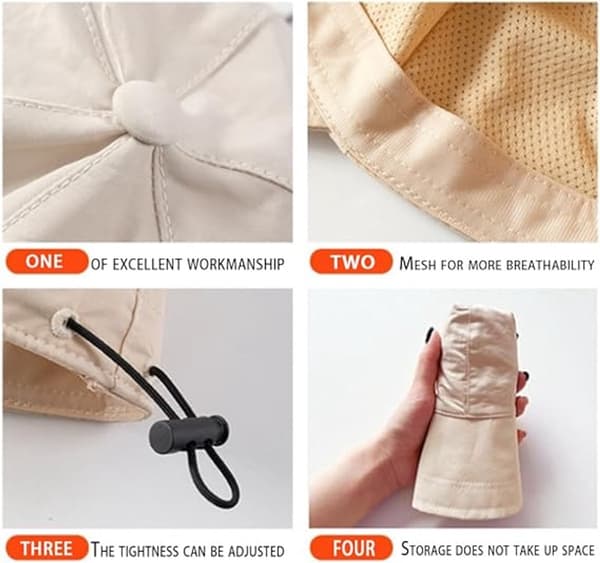 Dame Solhatt - Sammenleggbar Strandhatt med Bred Brem - Sommer & Utendørs - Beige - Hodeomkrets 56-58cm