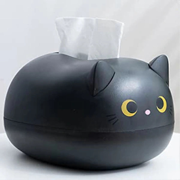 Cute Cat Tissue Box Dispenser Storage Tissue Holder with Toothpick Compartment Cat Tissue Box