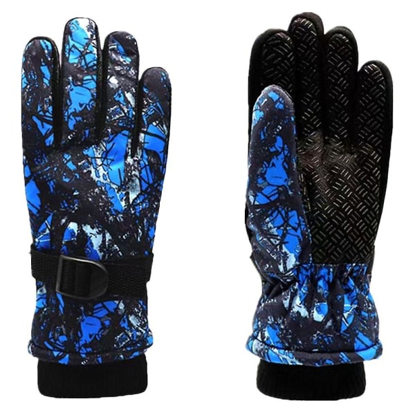 IC Vinterskidhandskar Vattentäta vindtäta snöhandskar Unisex foder varma handskar (blå)