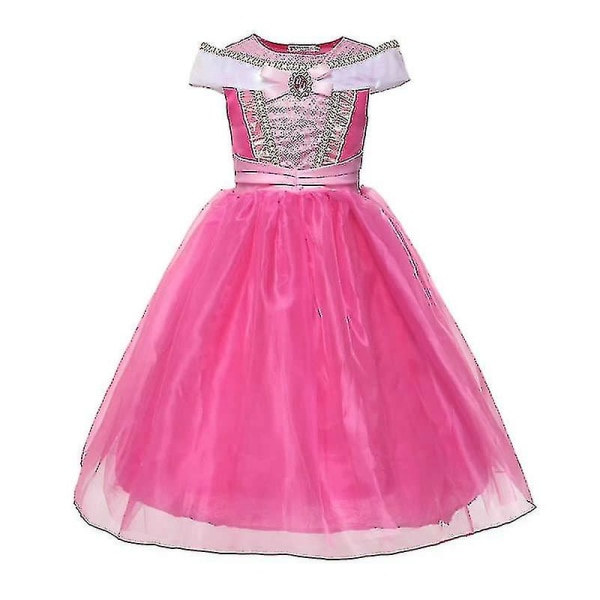 IC Prinsessklänning Uppklädd Flickor Törnrosa Aurora Cosplay Kostym Halloween Party Barn Off Shoulder Jul