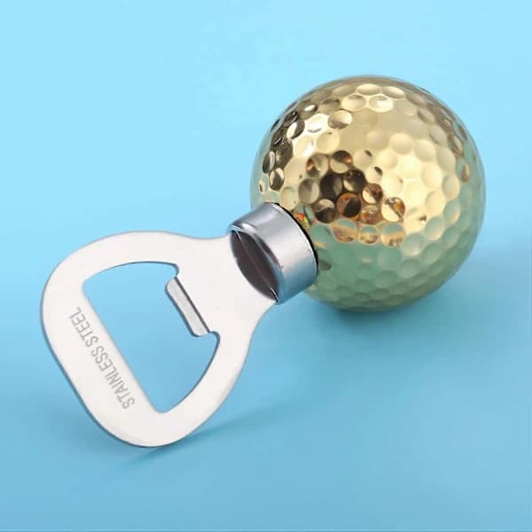 Golfballflaskeåpner i rustfritt stål med grep for øl og vin – gave til golfentusiaster, hvitgull Gold