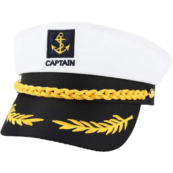 Justerbar kapteinslue for voksne - Cosplay sjømannslue - Båtkapteinslue for sjømann, marine, admiral