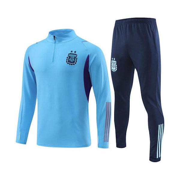 Efterårs- og vinterfodboldtræningsdragt til mænd - Langærmet efterårs- og vinterkonkurrencetræningsdragt - Fodboldholdsuniform - Optrædenssæt Blue set XL