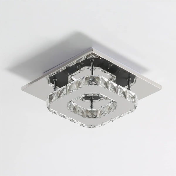 Krystall taklampe, rustfritt stål taklampe, 12W LED taklampe for stue gang soverom