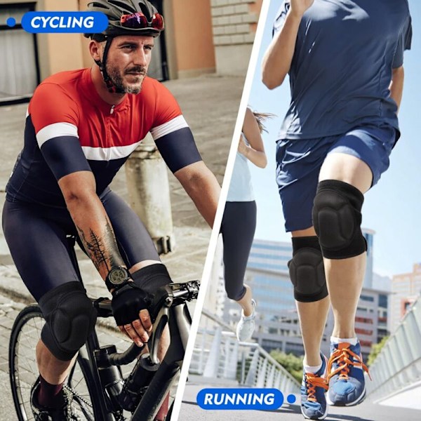 2 stycken skyddande knäskydd, kollisionssäkra tjocka svampknäskydd för trädgårdsarbete, arbete, jogging, mountainbike