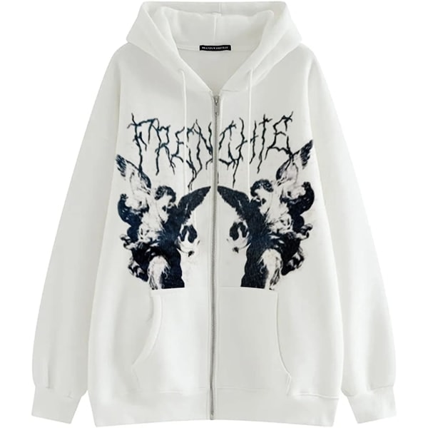 IC Kvinnor Y2K Tryckt Hoodie Crop Toppar Långärmad Oversized
