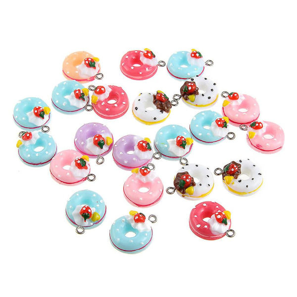 20 st Bulle Donut Färgglada Donut Smycken Berlocker okar Harts Berlocker Göra själv smycken Crafting Örhängen Berlocker Barn Flickor（2,2X2,2cm) IC