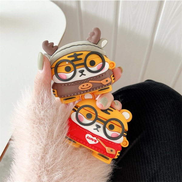 IC Airpods 3 (cover) Case Beskyttende cover kompatibelt med AirPods 3, smukt og sødt case, 3D-case (Tiger)