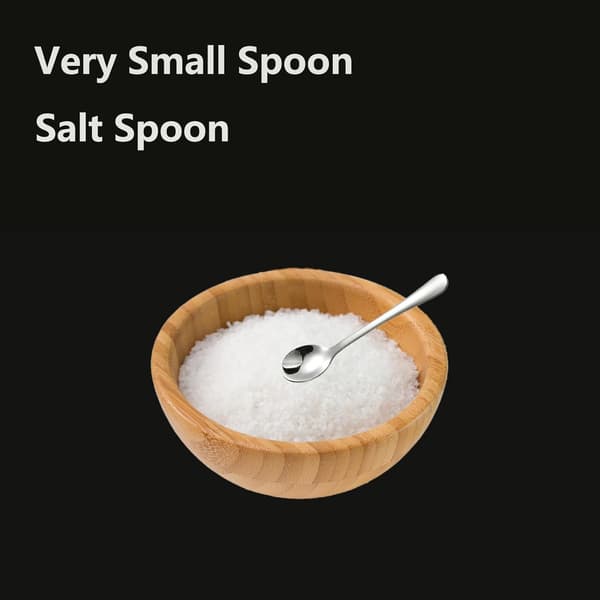 8 Mini Kryddeskjeer i Rustfritt Stål - 7.3cm - For Salt, Sukker og Honning
