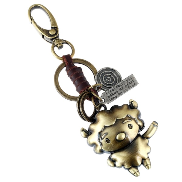 Porte-clés animal vintage (mouton), petit cadeau, cuir pour enfan IC