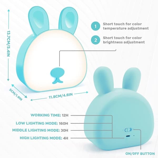 IC Dimbar Touch LED Nattlampa Cartoon Kanin Touch Console