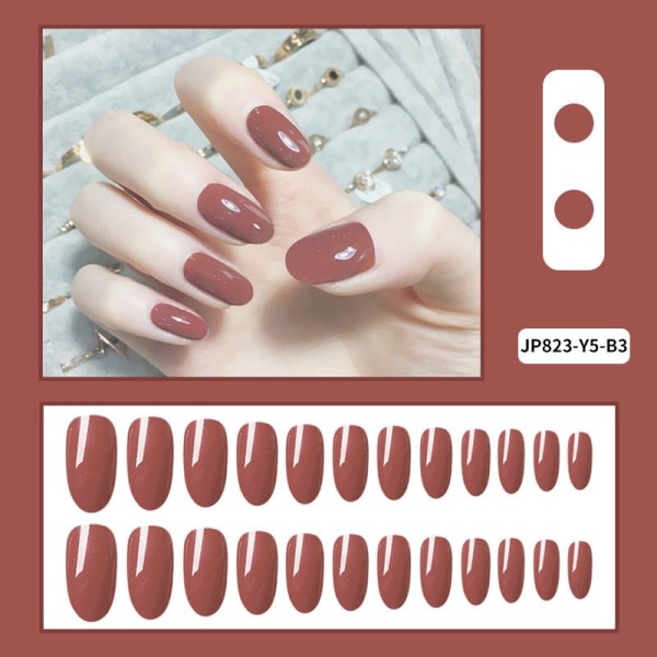 False Nails Fake Art DIY Finger Cover Färdig produkt Ultra-Tunn Oval Solid Color Vaalea viininpunainen