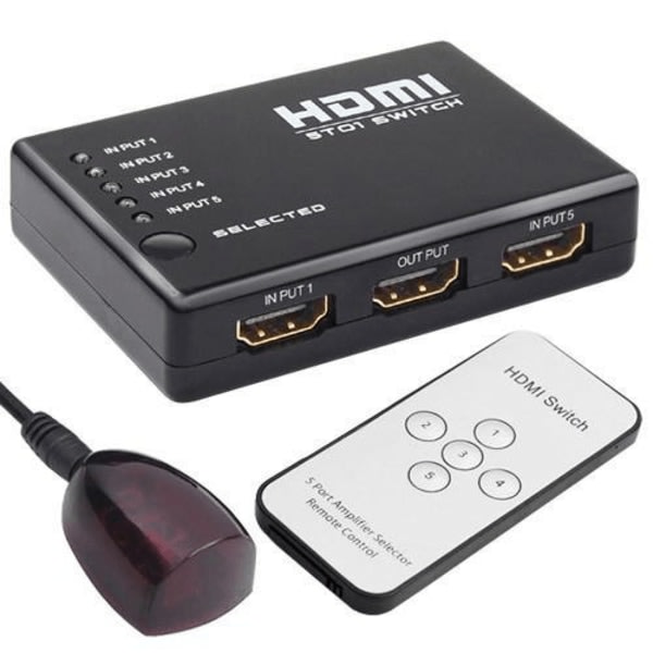 IC HDMI-Switch med 5 indgange, 1 udgang Sort
