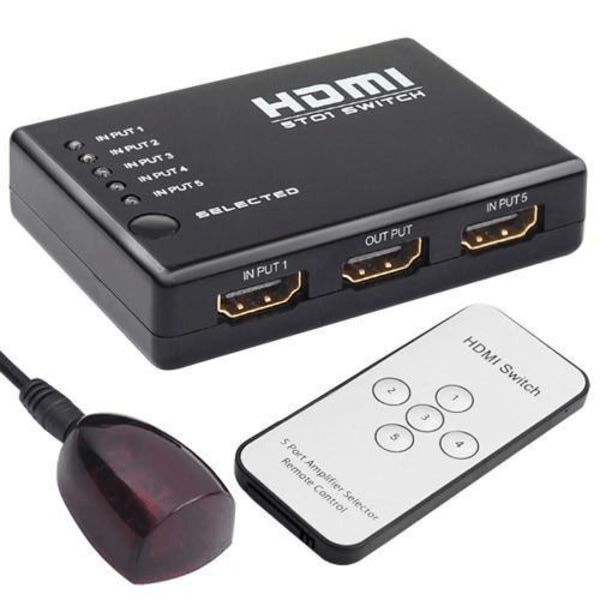 IC HDMI-Switch med 5 ingångar, 1 utgång Svart