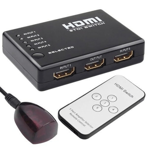 IC HDMI-switch med 5 ingångar, 1 utgång Svart