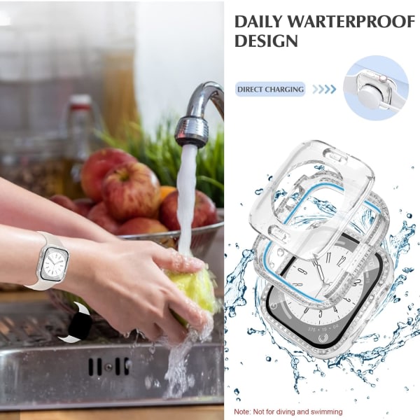 (2-i-1) Bling vattentätt case , joka on yhteensopiva Apple Watch 40 mm sarjan IC