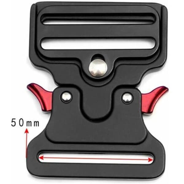 Taktiskt metallspänne format för hundhalsband, väskor, bagage, bälte, kläder (Svart, 50 mm bredd)