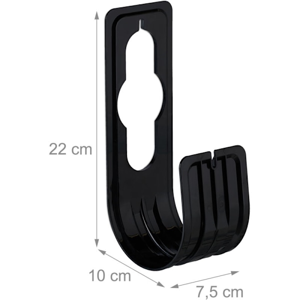 Slangeholder, 4 stk., til 30 m slange, slangeholder til vandhane & væg, HBT 22x7,5x10 cm, sort