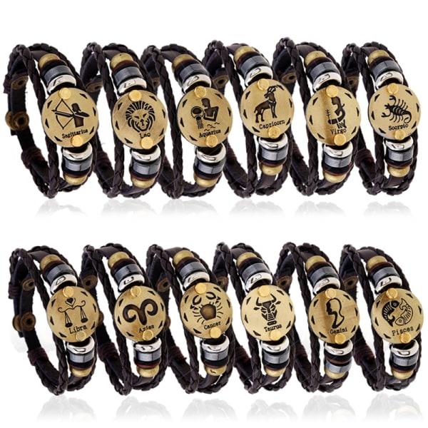 (Leo) Armbånd enkelt stjernetegn i læder af ko, tr IC