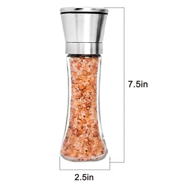 IC 2-delt sæt Premium rustfrit stål salt- og peberkværn Justerbar keramisk havsaltkværn og peberkværn