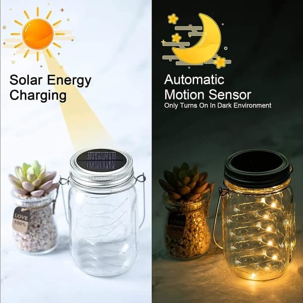 IC 2-pakkia Mason Jar -aurinkolämpölamput, 20 LED:tä ulkokäyttöön