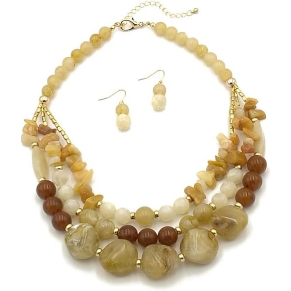 IC Bohemian Style Multi Oversized Pearl Tre-lags Halskjede for Gaver til Kvinner og Jenter
