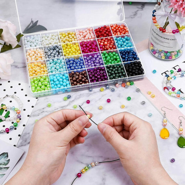 1680 stk 6mm 24 farger runde perler perler med hull for smykker Making løs avstandsperler for juvel