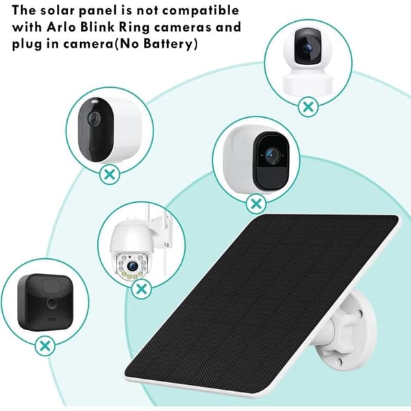 6W USB Solpanel för säkerhetskamera med 3m kabel Kompatibel med övervakningskamera DC 5V Uppladdningsbar