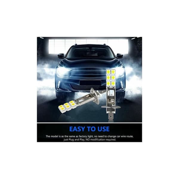 4 stk. LED H1 LED 12V 6000K Hvit 55W LED Bil Tåkelys Kjørelys LED Lyspære