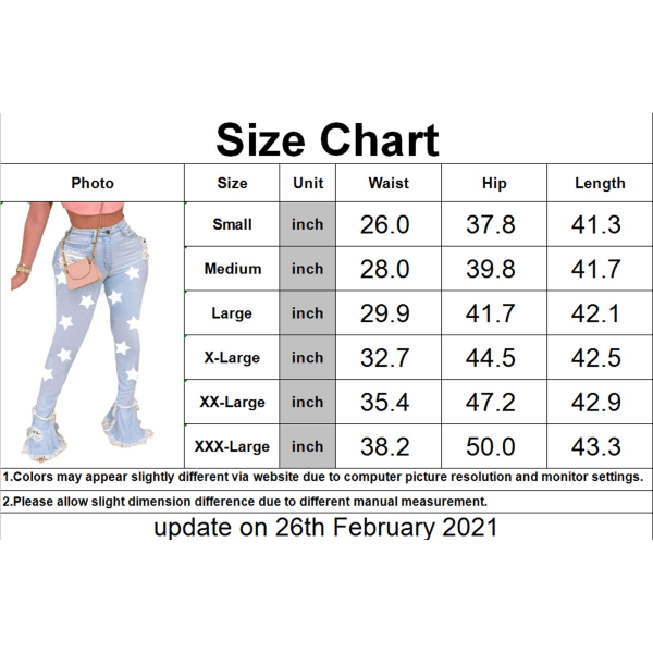 IC Kvinners Bell Bottom Jeans Ødelagt Ripped Flare Jeans Elastisk