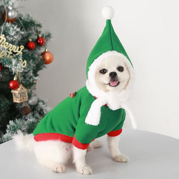 Juldräkt för husdjur, söt älgdesign, tomte, XS