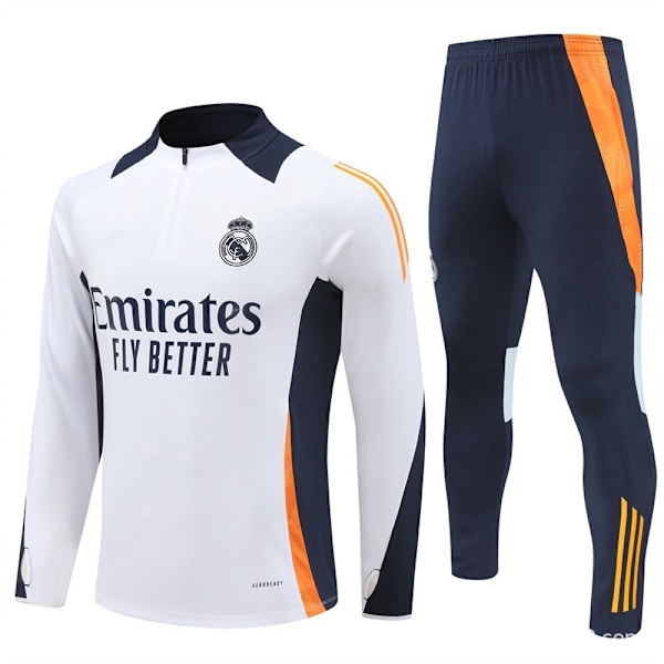 2425 sesong Real Madrid Marseille Atletico Manchester United Manchester City Portugal halv-trekk jersey drakt langarmet fotball treningsdrakt White 14 yards