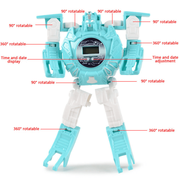 Creative Robot Transformer Kids Watch, Big Face Boys Digital Armbandsur gul